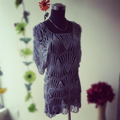 Crochet silver tunic (also comes in white and similar style in black)